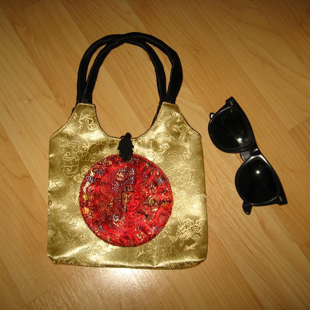 Asian Silk Brocade Dragon Small Handbag